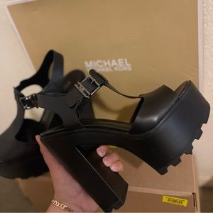 Michael Kors Black Sinead Platform Heels